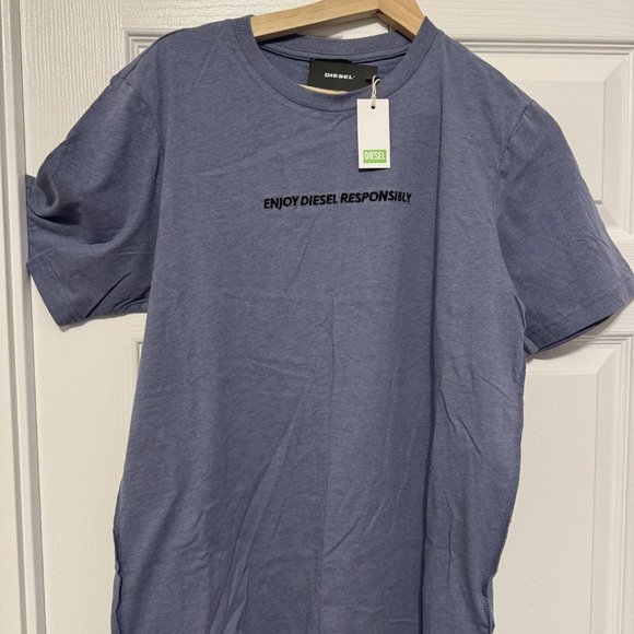 Diesel - Enjoy Diesel Responsibly Embroidered Shirt Blue - Picture 4 of 6